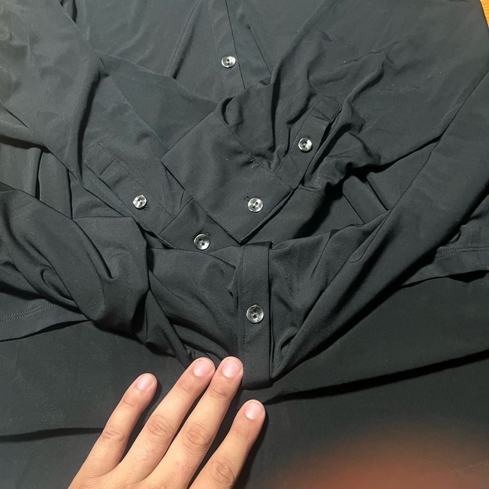 H by Halston Classic Black Collared Shirt